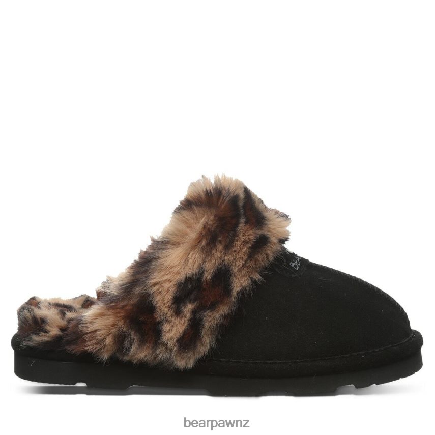 Slippers BEARPAW Loki Black/Leopard Fur Women 04LP2L304