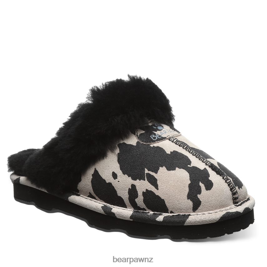 Slippers BEARPAW Loki Exotic Black Cow Print Women 04LP2L293