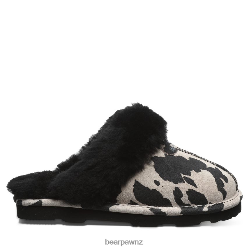 Slippers BEARPAW Loki Exotic Black Cow Print Women 04LP2L293