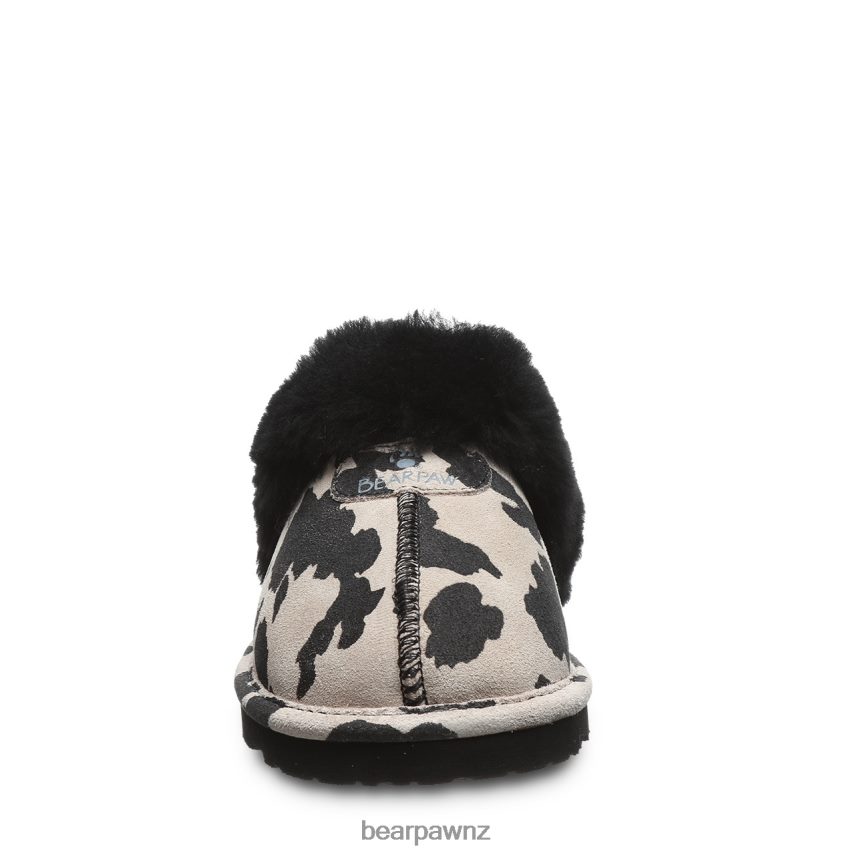 Slippers BEARPAW Loki Exotic Black Cow Print Women 04LP2L293